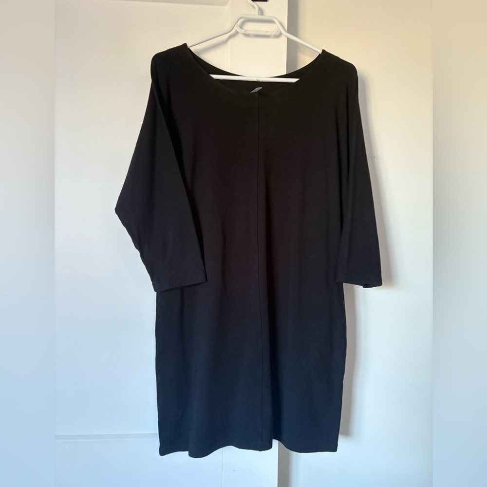 3/4 sleeve stretchy Black Dress